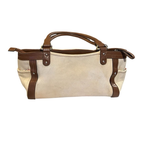 Fossil Vintage Canvas Leather Trim Bag with Leather Handles - Picture 7 of 8